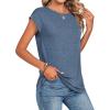 Zeagoo Womens Tops Summer Casual Cap Sleeve Tshirts Shirts Business Dressy Spring Fashion Outfits Trendy Clothes(Haze Blue)