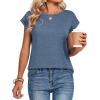 Zeagoo Womens Tops Summer Casual Cap Sleeve Tshirts Shirts Business Dressy Spring Fashion Outfits Trendy Clothes(Haze Blue)