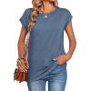 Zeagoo Womens Tops Summer Casual Cap Sleeve Tshirts Shirts Business Dressy Spring Fashion Outfits Trendy Clothes(Haze Blue)