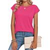 Zeagoo Womens Tops Summer Casual Cap Sleeve Tshirts Shirts Business Dressy Spring Fashion Outfits Trendy Clothes(Hot Pink)