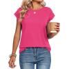 Zeagoo Womens Tops Summer Casual Cap Sleeve Tshirts Shirts Business Dressy Spring Fashion Outfits Trendy Clothes(Hot Pink)