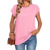 Zeagoo Womens Tops Summer Casual Cap Sleeve Tshirts Shirts Business Dressy Spring Fashion Outfits Trendy Clothes(Light Pink)