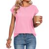 Zeagoo Womens Tops Summer Casual Cap Sleeve Tshirts Shirts Business Dressy Spring Fashion Outfits Trendy Clothes(Light Pink)