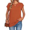 Zeagoo Womens Tops Summer Casual Cap Sleeve Tshirts Shirts Business Dressy Spring Fashion Outfits Trendy Clothes(Orange)