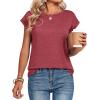 Zeagoo Womens Tops Summer Casual Cap Sleeve Tshirts Shirts Business Dressy Spring Fashion Outfits Trendy Clothes(Red)