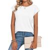 Zeagoo Womens Tops Summer Casual Cap Sleeve Tshirts Shirts Business Dressy Spring Fashion Outfits Trendy Clothes(White)