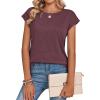 Zeagoo Womens Tops Summer Casual Cap Sleeve Tshirts Shirts Business Dressy Spring Fashion Outfits Trendy Clothes(Wine Red)