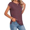 Zeagoo Womens Tops Summer Casual Cap Sleeve Tshirts Shirts Business Dressy Spring Fashion Outfits Trendy Clothes(Wine Red)