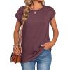 Zeagoo Womens Tops Summer Casual Cap Sleeve Tshirts Shirts Business Dressy Spring Fashion Outfits Trendy Clothes(Wine Red)