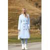 Zeagoo Women’s Trench Coats Double-Breasted Long Coat with Belt(Light Blue)