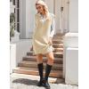 Zeagoo Women’s V Neck Sweater Vest Dress Oversized Sleeveless Casual Pullover Sweater Fall Winter Knit Slit Short Dress(Apricot)