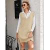 Zeagoo Women’s V Neck Sweater Vest Dress Oversized Sleeveless Casual Pullover Sweater Fall Winter Knit Slit Short Dress(Apricot)