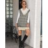 Zeagoo Women’s V Neck Sweater Vest Dress Oversized Sleeveless Casual Pullover Sweater Fall Winter Knit Slit Short Dress(Apricot Houndstooth)