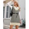 Zeagoo Women’s V Neck Sweater Vest Dress Oversized Sleeveless Casual Pullover Sweater Fall Winter Knit Slit Short Dress(Apricot Houndstooth)