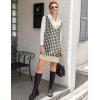Zeagoo Women’s V Neck Sweater Vest Dress Oversized Sleeveless Casual Pullover Sweater Fall Winter Knit Slit Short Dress(Apricot Houndstooth)