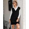 Zeagoo Women’s V Neck Sweater Vest Dress Oversized Sleeveless Casual Pullover Sweater Fall Winter Knit Slit Short Dress(Black)