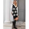 Zeagoo Women’s V Neck Sweater Vest Dress Oversized Sleeveless Casual Pullover Sweater Fall Winter Knit Slit Short Dress(Black Diamond)