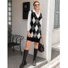 Zeagoo Women’s V Neck Sweater Vest Dress Oversized Sleeveless Casual Pullover Sweater Fall Winter Knit Slit Short Dress(Black Diamond)