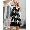 Zeagoo Women’s V Neck Sweater Vest Dress Oversized Sleeveless Casual Pullover Sweater Fall Winter Knit Slit Short Dress(Black Diamond)