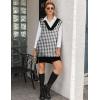 Zeagoo Women’s V Neck Sweater Vest Dress Oversized Sleeveless Casual Pullover Sweater Fall Winter Knit Slit Short Dress(Black Houndstooth)