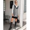 Zeagoo Women’s V Neck Sweater Vest Dress Oversized Sleeveless Casual Pullover Sweater Fall Winter Knit Slit Short Dress(Black Houndstooth)