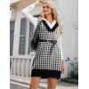 Zeagoo Women’s V Neck Sweater Vest Dress Oversized Sleeveless Casual Pullover Sweater Fall Winter Knit Slit Short Dress(Black Houndstooth)