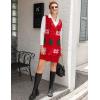 Zeagoo Women’s V Neck Sweater Vest Dress Oversized Sleeveless Casual Pullover Sweater Fall Winter Knit Slit Short Dress(Christmas)