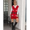 Zeagoo Women’s V Neck Sweater Vest Dress Oversized Sleeveless Casual Pullover Sweater Fall Winter Knit Slit Short Dress(Christmas)