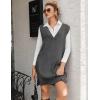 Zeagoo Women’s V Neck Sweater Vest Dress Oversized Sleeveless Casual Pullover Sweater Fall Winter Knit Slit Short Dress(Dark Grey)