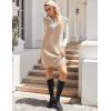 Zeagoo Women’s V Neck Sweater Vest Dress Oversized Sleeveless Casual Pullover Sweater Fall Winter Knit Slit Short Dress(Khaki)
