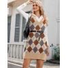 Zeagoo Women’s V Neck Sweater Vest Dress Oversized Sleeveless Casual Pullover Sweater Fall Winter Knit Slit Short Dress(Khaki Diamond)