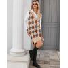 Zeagoo Women’s V Neck Sweater Vest Dress Oversized Sleeveless Casual Pullover Sweater Fall Winter Knit Slit Short Dress(Khaki Diamond)