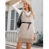 Zeagoo Women’s V Neck Sweater Vest Dress Oversized Sleeveless Casual Pullover Sweater Fall Winter Knit Slit Short Dress(Khaki Houndstooth)