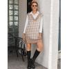 Zeagoo Women’s V Neck Sweater Vest Dress Oversized Sleeveless Casual Pullover Sweater Fall Winter Knit Slit Short Dress(Khaki Houndstooth)
