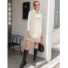 Zeagoo Women’s V Neck Sweater Vest Dress Oversized Sleeveless Casual Pullover Sweater Fall Winter Knit Slit Short Dress(Light Khaki Houndstooth)