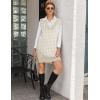 Zeagoo Women’s V Neck Sweater Vest Dress Oversized Sleeveless Casual Pullover Sweater Fall Winter Knit Slit Short Dress(Light Khaki Houndstooth)