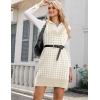 Zeagoo Women’s V Neck Sweater Vest Dress Oversized Sleeveless Casual Pullover Sweater Fall Winter Knit Slit Short Dress(Light Khaki Houndstooth)