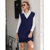 Zeagoo Women’s V Neck Sweater Vest Dress Oversized Sleeveless Casual Pullover Sweater Fall Winter Knit Slit Short Dress(Navy Blue)