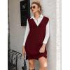 Zeagoo Women’s V Neck Sweater Vest Dress Oversized Sleeveless Casual Pullover Sweater Fall Winter Knit Slit Short Dress(Wine Red)