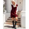 Zeagoo Women’s V Neck Sweater Vest Dress Oversized Sleeveless Casual Pullover Sweater Fall Winter Knit Slit Short Dress(Wine Red)