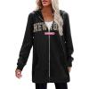 Zeagoo Women’s Zip Up Hoodies Long Tunic Sweatshirts Oversized Fleece Casual Long Sleeve 2024 Fall Hoodie Jacket Coat(Black Letter Print)