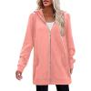 Zeagoo Women’s Zip Up Hoodies Long Tunic Sweatshirts Oversized Fleece Casual Long Sleeve 2024 Fall Hoodie Jacket Coat(Pink)