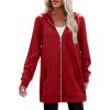 Zeagoo Women’s Zip Up Hoodies Long Tunic Sweatshirts Oversized Fleece Casual Long Sleeve 2024 Fall Hoodie Jacket Coat(Red)