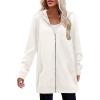 Zeagoo Women’s Zip Up Hoodies Long Tunic Sweatshirts Oversized Fleece Casual Long Sleeve 2024 Fall Hoodie Jacket Coat(White)
