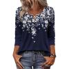 Zeagoo 3/4 Length Sleeve Womens Tops 2026 V Neck T Shirts Dressy Casual Fall Blouses Floral Summer Business Work Basic Tees(A02-navy Flower)