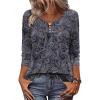 Zeagoo 3/4 Length Sleeve Womens Tops 2026 V Neck T Shirts Dressy Casual Fall Blouses Floral Summer Business Work Basic Tees(Navy Blue Print)