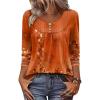 Zeagoo 3/4 Length Sleeve Womens Tops 2026 V Neck T Shirts Dressy Casual Fall Blouses Floral Summer Business Work Basic Tees(Orange Ethnic Print)