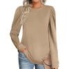 Zeagoo Christmas Long Sleeve Shirts for Women Winter 2025 Ladies Tops and Blouses Casual Fashion Clothing(Light Brown)