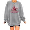 Zeagoo Christmas Sweatshirt for Women Crewneck Christmas Tree Long Sleeve Shirt Xmas Holiday Party Pullover Sweater Tops(Grey-red Tree)