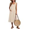Zeagoo Dresses for Women 2026 Casual Summer Midi Sleeveless Dress A Line Crewneck Beach Vacation Tank Sundresses with Pockets(Beige-wa)